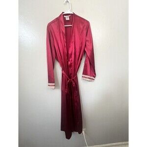 California Dynasty Size Large Burgundy Robe Nightgown Satin Pre-owned Long Maxi
